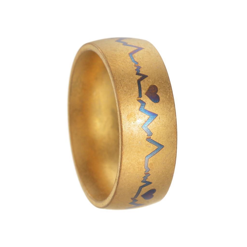 8MM Ring Men/Women Titanium Steel Black Color Electrocardiogram Wave Heartbeat Stainless Steel Ring Fashion  Simple Style