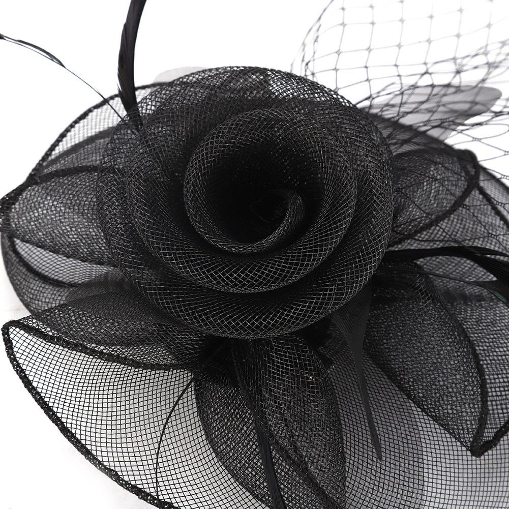 Ladies Gauze Hat Bridal Wedding Birdcage Fascinator Hair Accessory (Red)