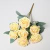 7 Heads Rose Artificial Flower Rolled Edge Green Leaves Faux Flower Photo Props Multicolor Flower Bouquet Party Supplies