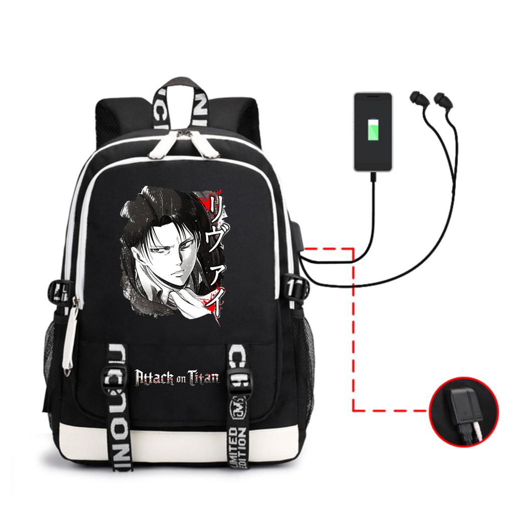 Anime Backpack Outdoor Male And Female Students Headphones Schoolbag Usb Backpack