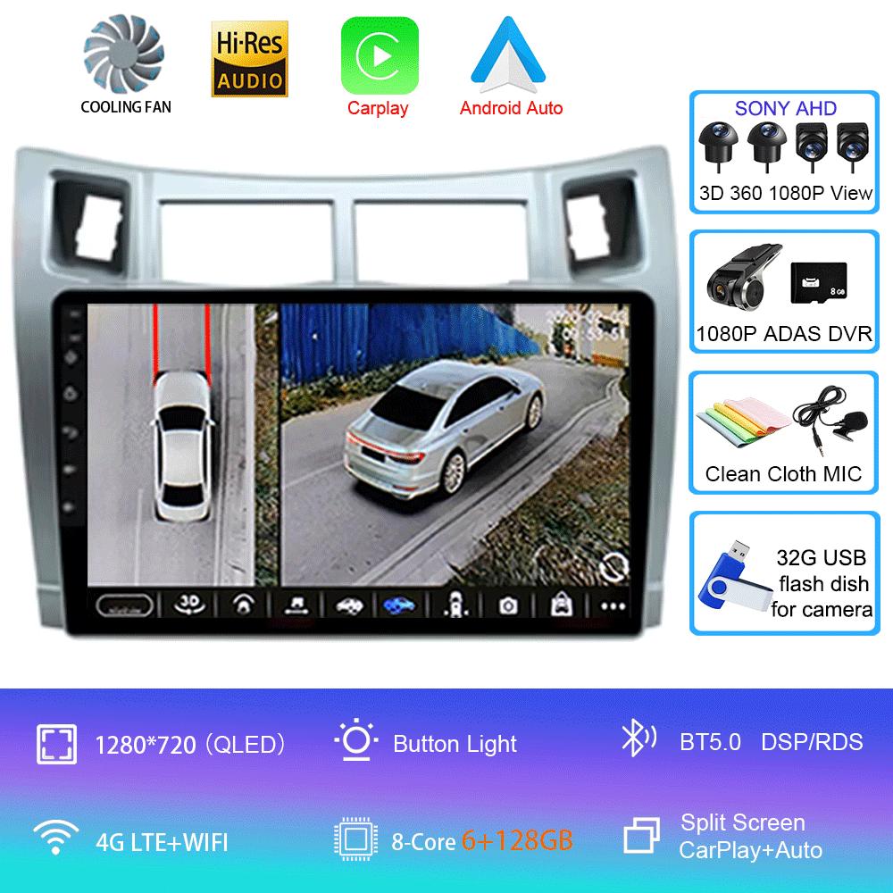For Toyota Yaris 2005 2006 2007 2008 2009 2010 2011 2012 Carplay Car Multimedia Player Radio Car Radio Android 14 GPS Navigator