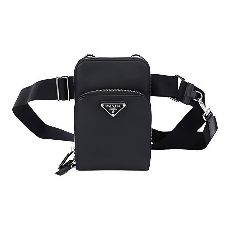 Prada Saffiano Leather Shoulder Crossbody Waist Bag Men Bags Black 2ZH126-053-F0002