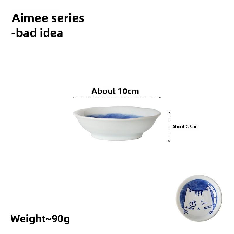 

Japanese Import Hand Painted Ceramic Cat Plate Cute Dessert Dish Small Bowl for Food