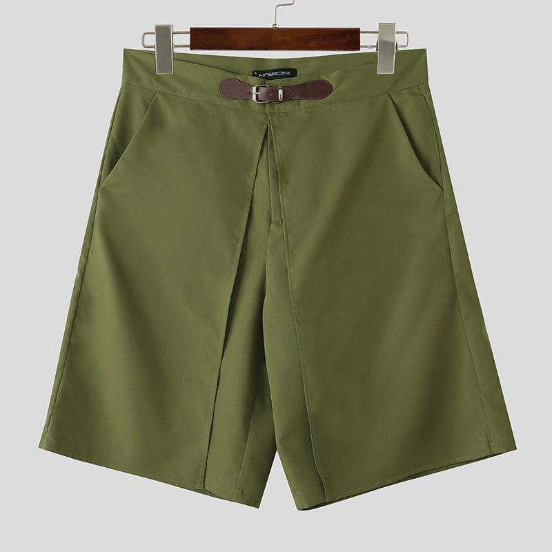 INCERUN Pánské Zapínání na zip Knoflík v pase Vrstvené Ležérní Široké šortky