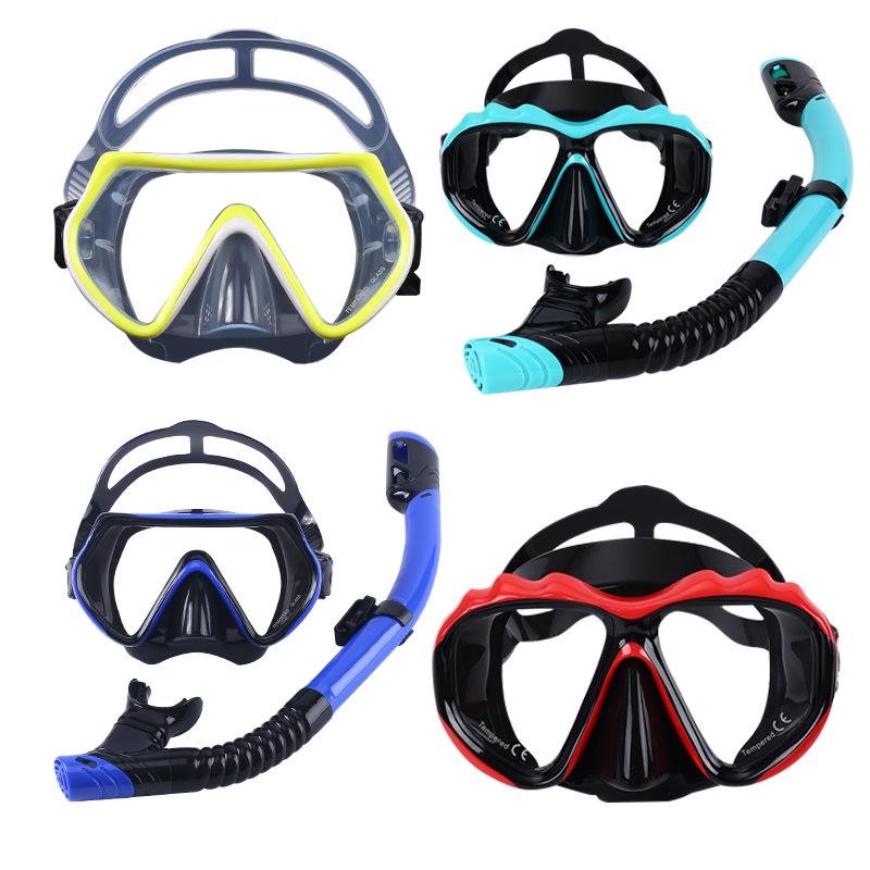 Maschera da Immersione in Silicone per Bambini e Adulti con Snorkel - Lente in Vetro Temperato HD, Montatura Grande
