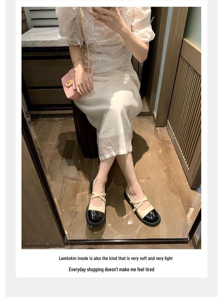 Summer French Retro Platform Chunky Heel Mary Jane Loafers for Women