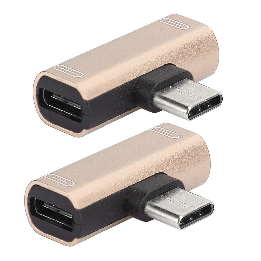 2PCS TypeC Converter Splitter Dual 2 In 1 to Headphone USB o Charger Adapter Pink(Pink )