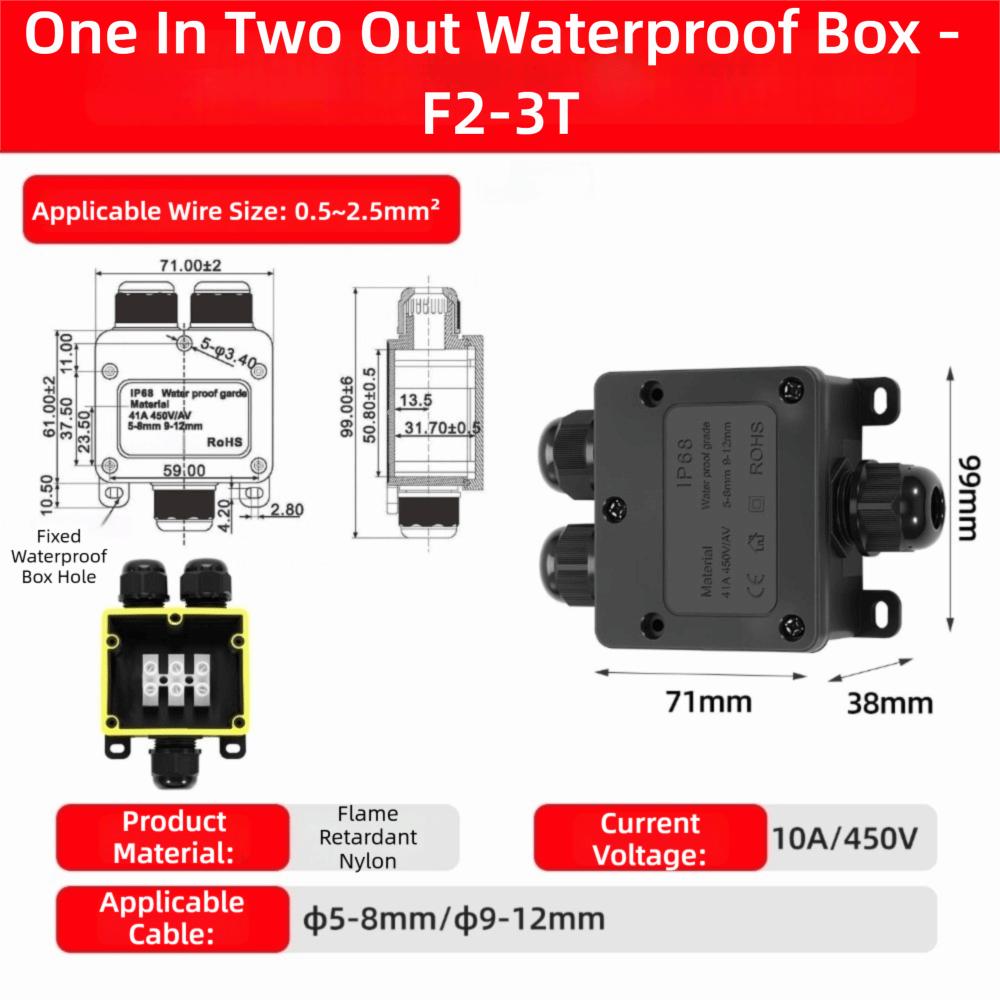 2-6 Way Trunking Connectors IP68 Rated IP68 Waterproof Junction Box  Outdoor Use