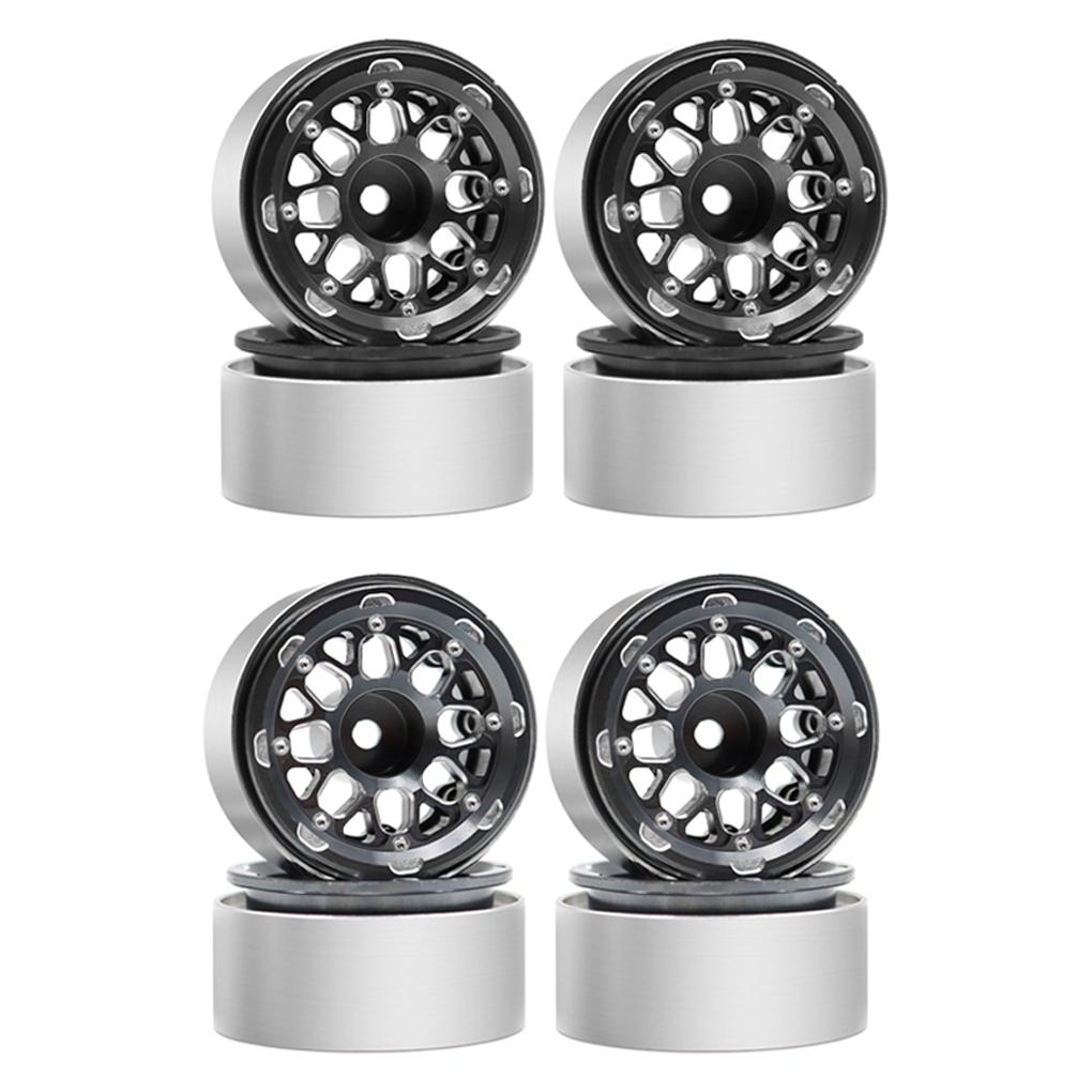 4pieces 1.0 Beadlocks Wheel Rim CNC Aluminum Wheels Hubs Beadlocks Wheel Rim Dont To Glue.