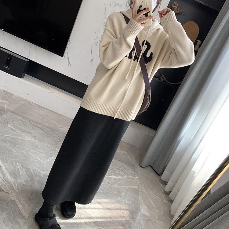 Spring Arrives Early: 2024 A/W Korean High Waist Wool-Blend Slit Midi Skirt