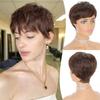 Parrucche Pixie Cut Sintetiche Corte Bionde Taglio Pixie con Frangia Parrucca Senza Colla Stratificata Parrucche Ondulate per Donne