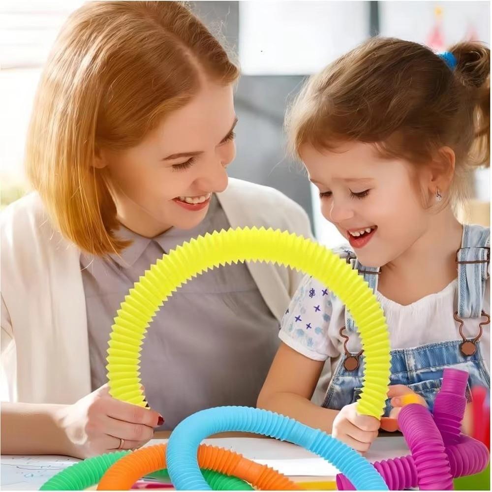 Colorful Telescopic Pop Tubes Connecting Stretching Twisting Fine Motor Skills Stretchable Tubes Stress Relief Plastic