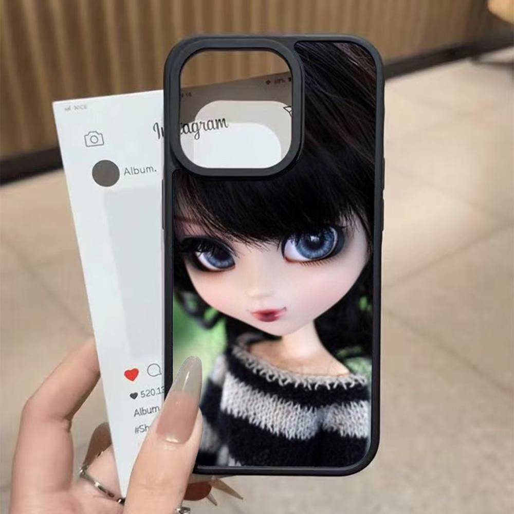 Japanese Korean Retro Doll Dark Baby Artist Black Hard Plastic Phone Case For Iphone 17 Air 16 15 14 13 12 11 Pro Max PC TPU