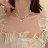 Flash diamond love pearl necklace women's fashion temperament high-end sense collarbone chain autumn and winter sweater chain new, neck