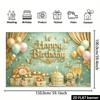 2D Floral Champagne Happy Birthday Backdrop Banner for Luxurious Party Supplies
