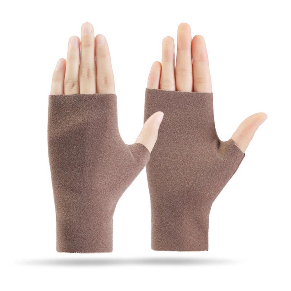 Soft Velvet Half Finger Gloves Solid Color Ski Gloves Casual Fingerless Gloves for Home&Office