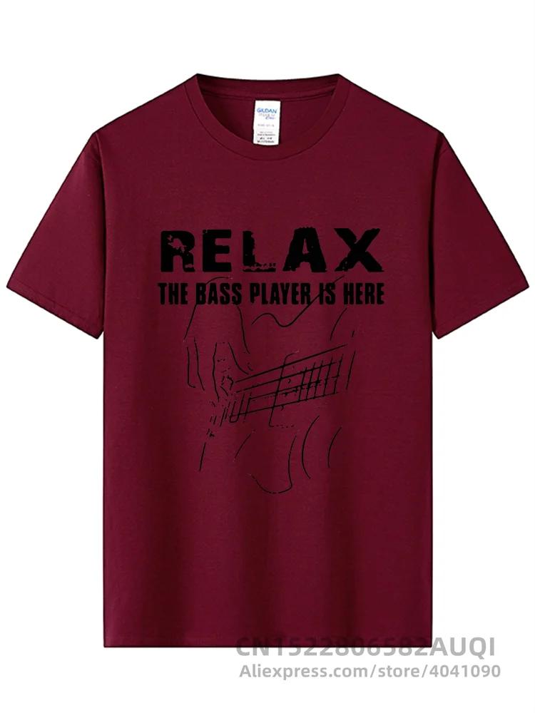 Electric Guitar Nevan Music Tshirt Relax The Bass Player Is Here 100% Cotton Fashionable Black T Shirt Summer Popular Tees