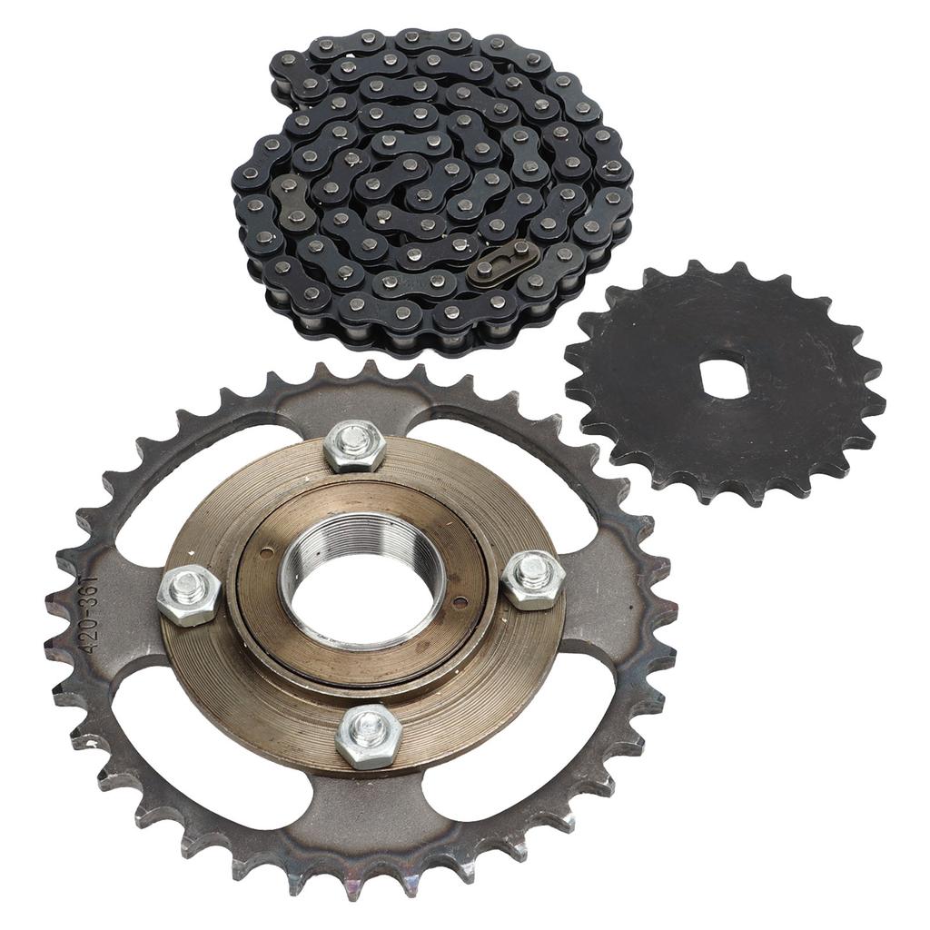 36T Chainring with Toothless Flywheel 420 Chain 20 Tooth Sprocket for DIY Scooter Bicycle