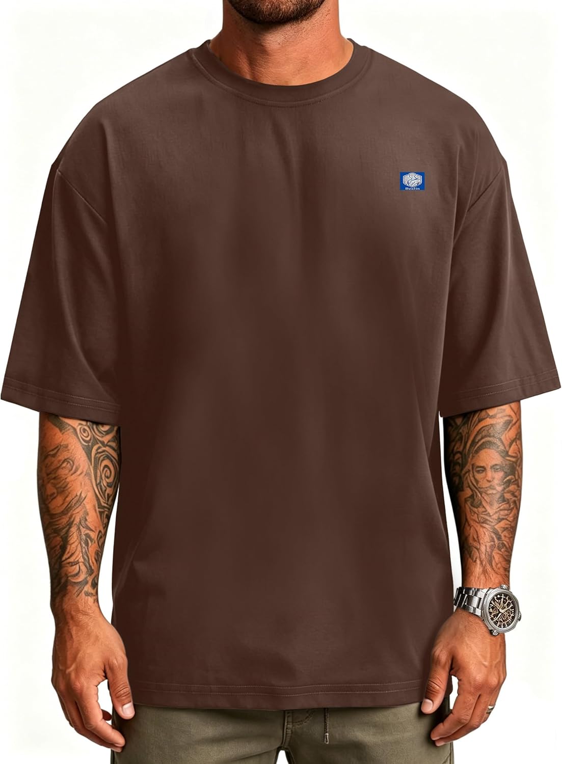 

Mens Oversized T-Shirts Heavy Weight Cotton T Shirts Fashion Graphic Tee Tops S разноцветный