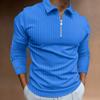 New Polo Shirt with Zipper and Stripes - Long-Sleeved Men's Polo Shirt