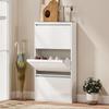 Metal Shoe Cabinet with 3 Flip-Down Compartments, Slim Shoe Cabinet, Wall-Mounted, for 6 Pairs of Shoes, White