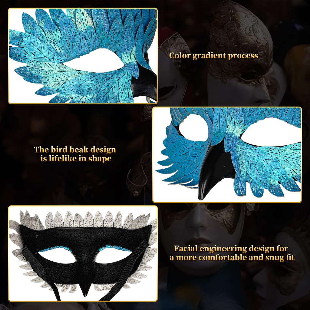 Glänzende Phönix-Vogel-Maskerade-Maske Kostüm Karnevalsparty Augenmaske Kunstleder Schnabel Gesichtsschutz Halloween Kostüm