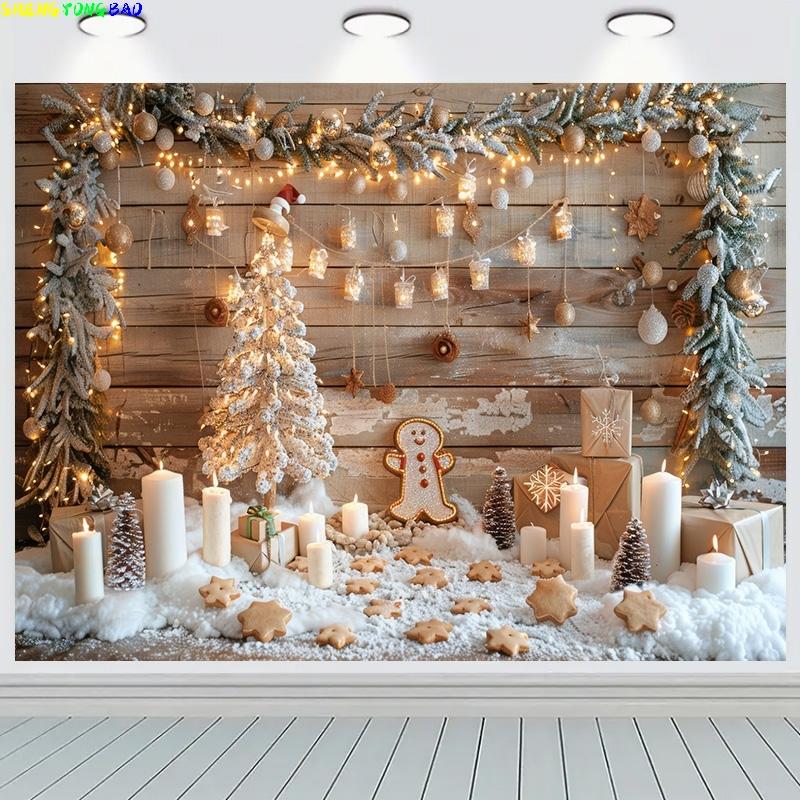 Merry Christmas Day Scene New Year Photography Backdrop Props Winter Fireplace Living Room Gift Holiday Photo Background RS-10