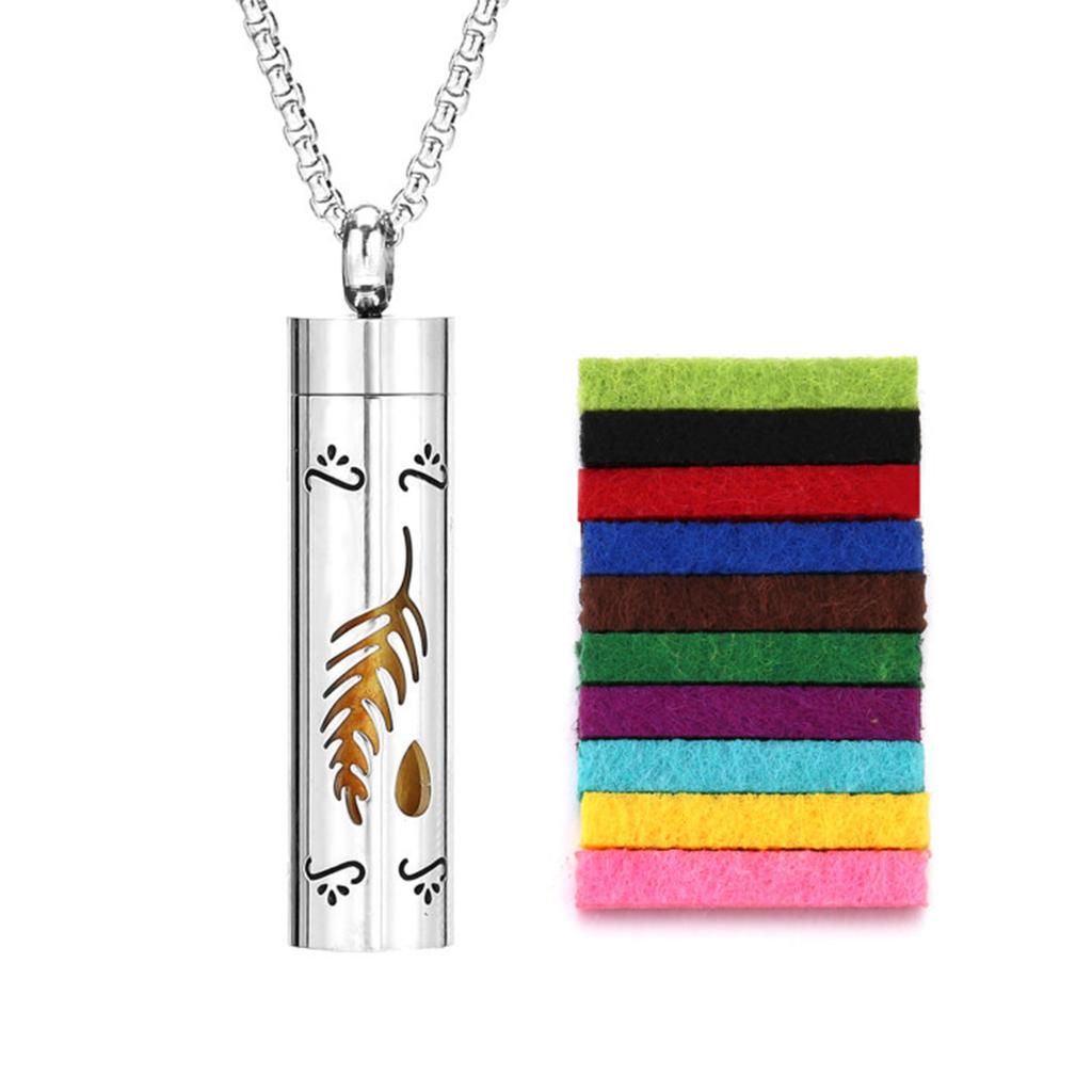 Vertical Hollow Stainless Steel Bar Ambient, Perfume Oil Diffuser,Medallion,Jewelry, Pendant,Necklace for Women,Men and Teenager