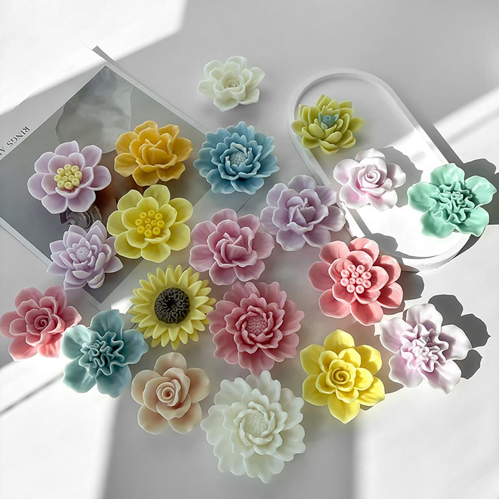 DIY Craft Molds 3D Simulated Flower Moulds DIY Project Molds Flower Shape Candle Molds Suitable for Crafts and Baking
