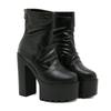 Autumn Platform Ruched Boots High Heels Back Zipper Black Short Boots For Women Increased Waterproof Nightclub Shoes