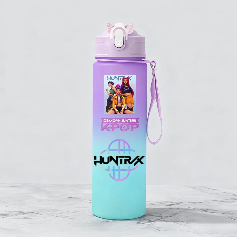 Demon Hunters Huntr Rumi Mira Zoey Jinu Celine Plastic Water Cup Pop Drinking Bottle School Huntrix Gourde ML KPOP X K 800 Kid Friendly Entertaining