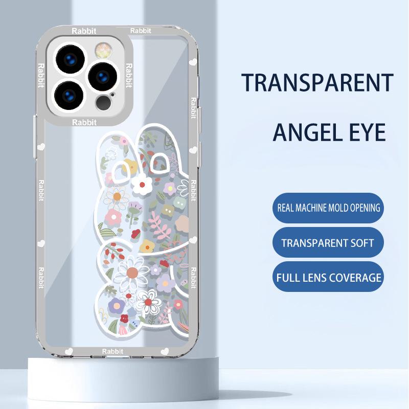 

Прозрачный универсальный чехол для iPhone 13 Mini, 11, 12, XS, MAX, 7, 15 с дизайном в виде цветка, медведя, кролика. iPhone 13