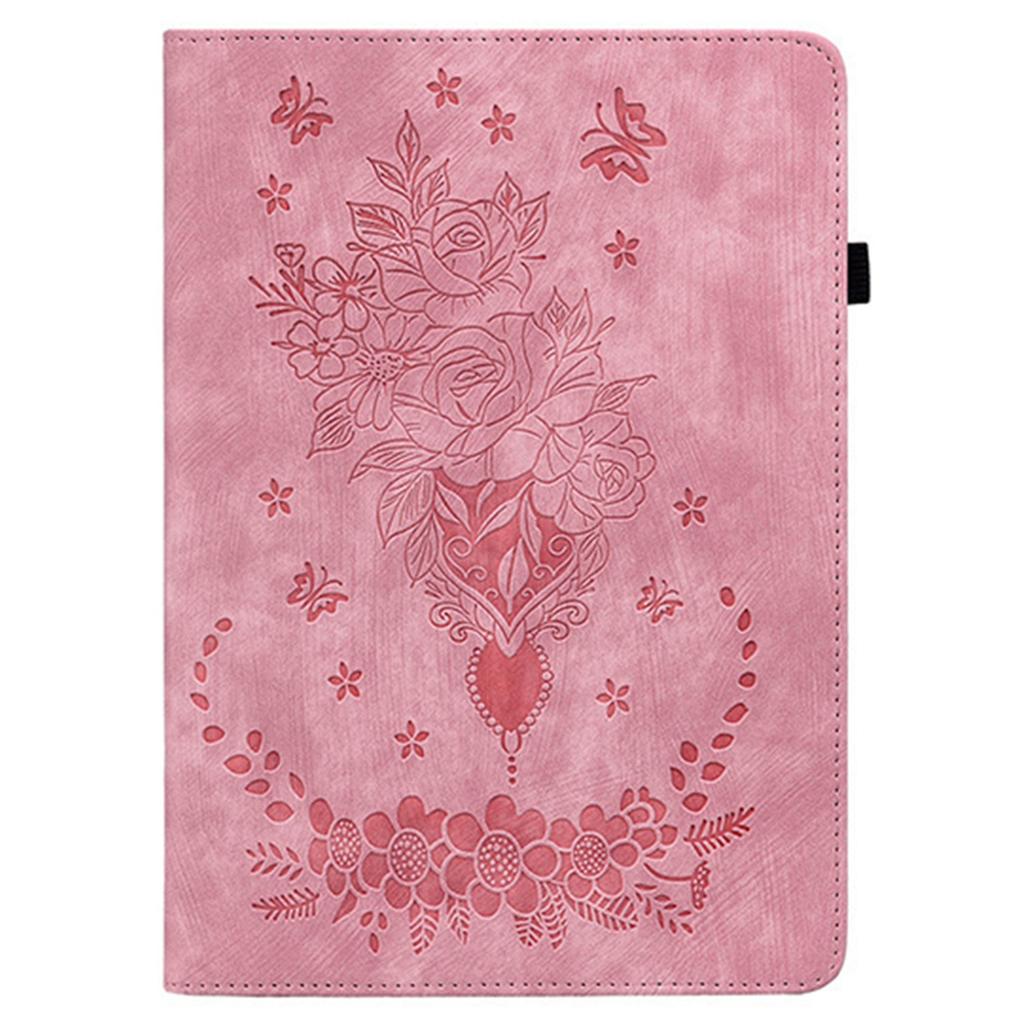 Pour OnePlus Pad Lite/Oppo Pad SE Étui Porte-Cartes Anti-Rayures Housse en Cuir Imprimé Fleur Rose