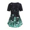 Plus Size Lady Suit Round Neck New Summer Casual Large Size Lucky Grass Print Short-Sleeved T-Shirt Pants Two-Piece Suit