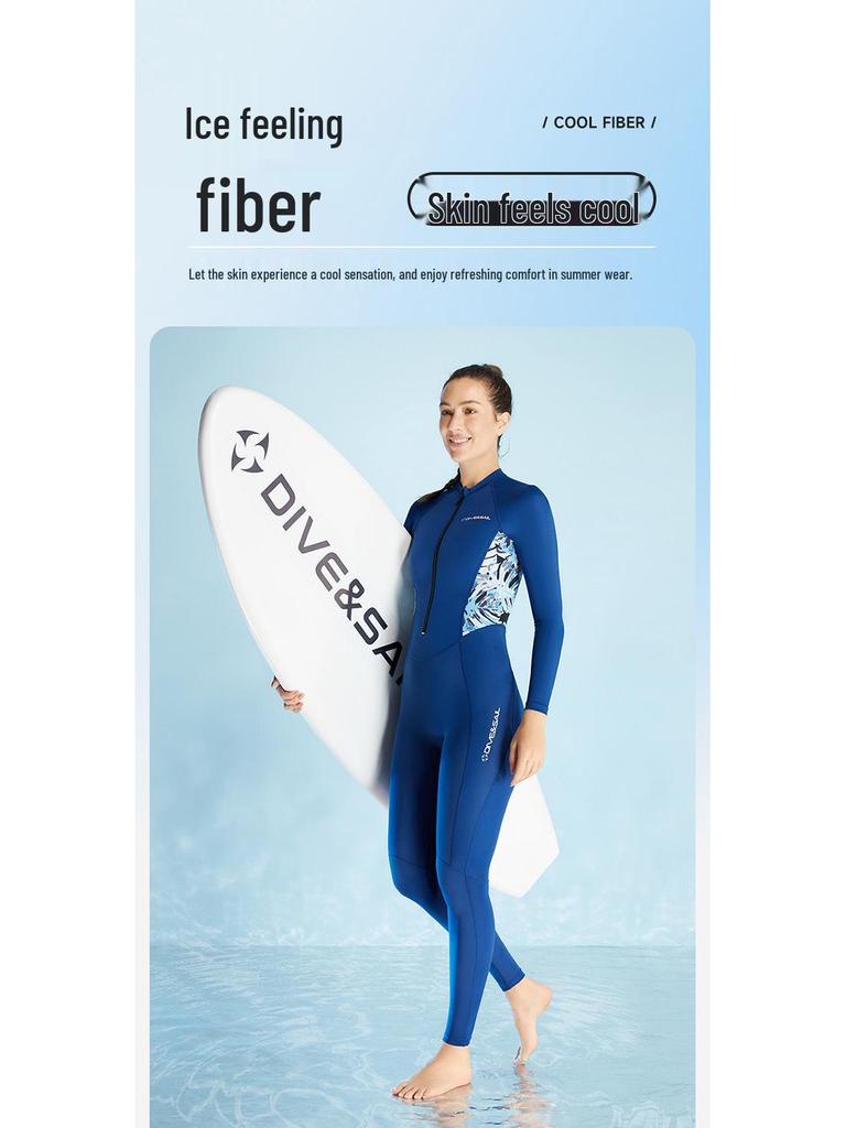 Women's Long Sleeve Lycra Wetsuit - One-Piece Snorkeling & Surfing Suit, Quick-Drying and Jellyfish Protective