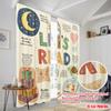 2pcs 2D Flat Printing Scene Curtains Dream Read Books Adventure Polyester Without Electricity 0 Use for Classroom Office