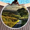 Pretty Country Scenery Print Round Beach Blanket,Polyester Sand Resistant Beach Towel,Absorbent Quick Dry Pool Towel Picnic Mat