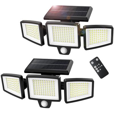 "ASEX" Solar Lights Outdoor Waterproof Sensor 2-Pack [Ultra-High Brightness, 210 LEDs, 3-Sided Illumination, Industry's Highest 3000 Lumens] 3 Intelli