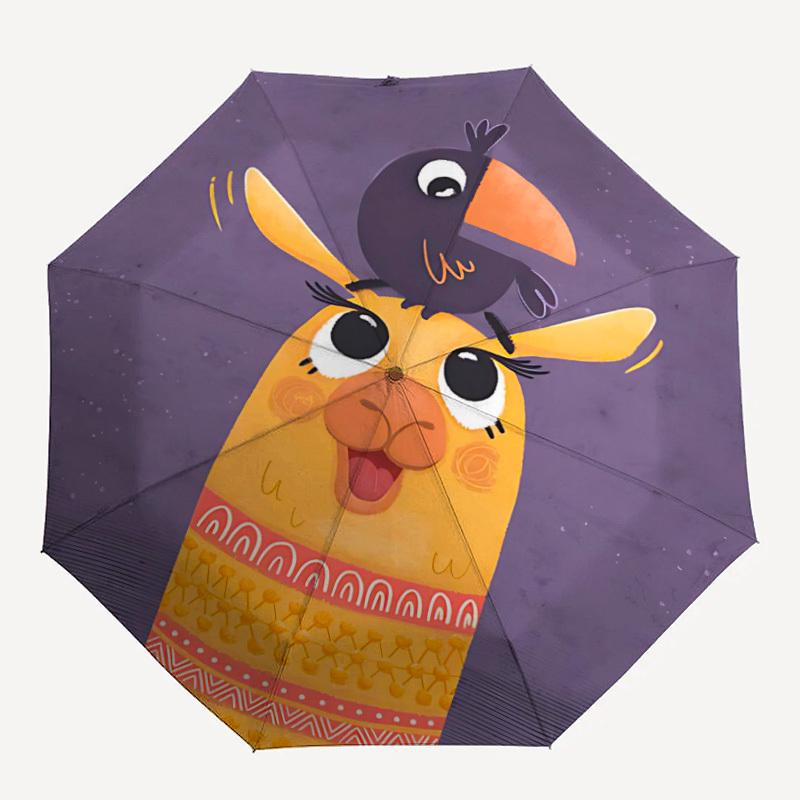 

1pc Llama Toucan Automatic Folding Umbrella - Compact 8-Rib Design, Durable Plastic & Iron, Lightweight for Outdoor Daily Use017