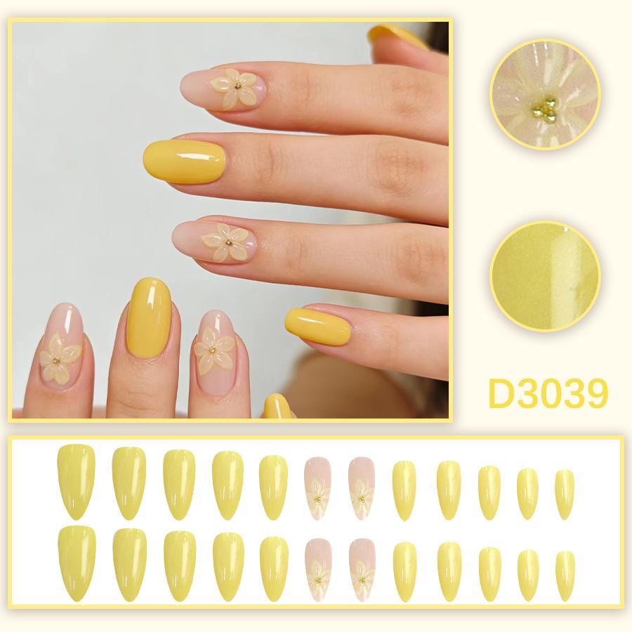 Fresh Yellow 3D Floral Wearable Nail Art Stickers