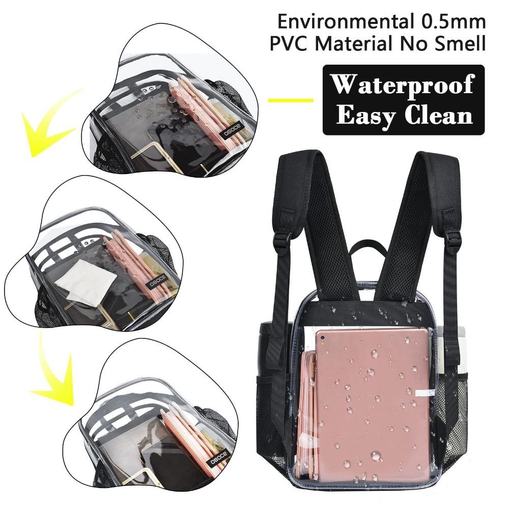 Water-Resistant Clear Backpack  for Concert Sport Event Work Security Travel Festival