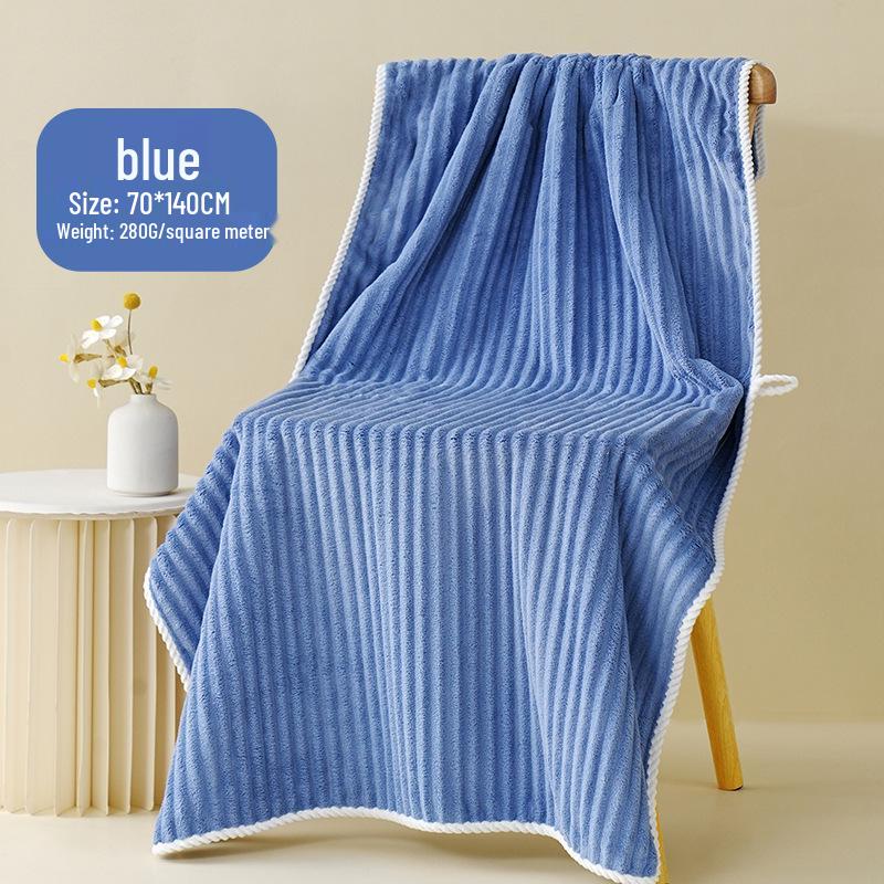 

Набор из 2 полотенец для ванной и пляжа из кораллового вельвета с быстросохнущей полоской «конфети» Bath towel: 70*140cm синий