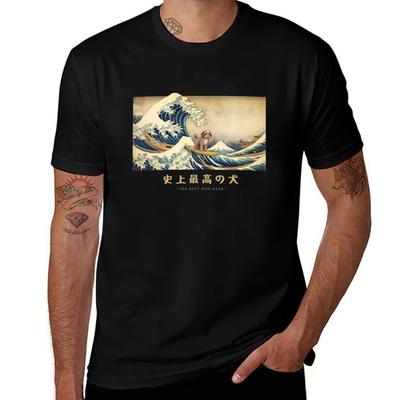 Lagotto Romagnolo Kanagawa Japanese Surfing Wave T-Shirt T Shirts for Man Slim Fit T Shirt Men 100% Cotton Luxury Brand T-Shirt