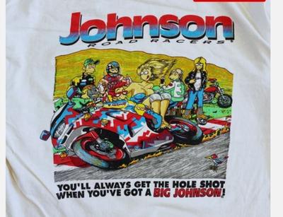 T-shirt Unisex Cotone Anni '90 Big Johnson 'Hole Shot' Motociclismo