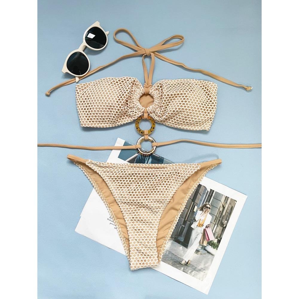 European and American Bikini Swimsuit Neck Strap Sexy Tight Backless Split Swimwear
