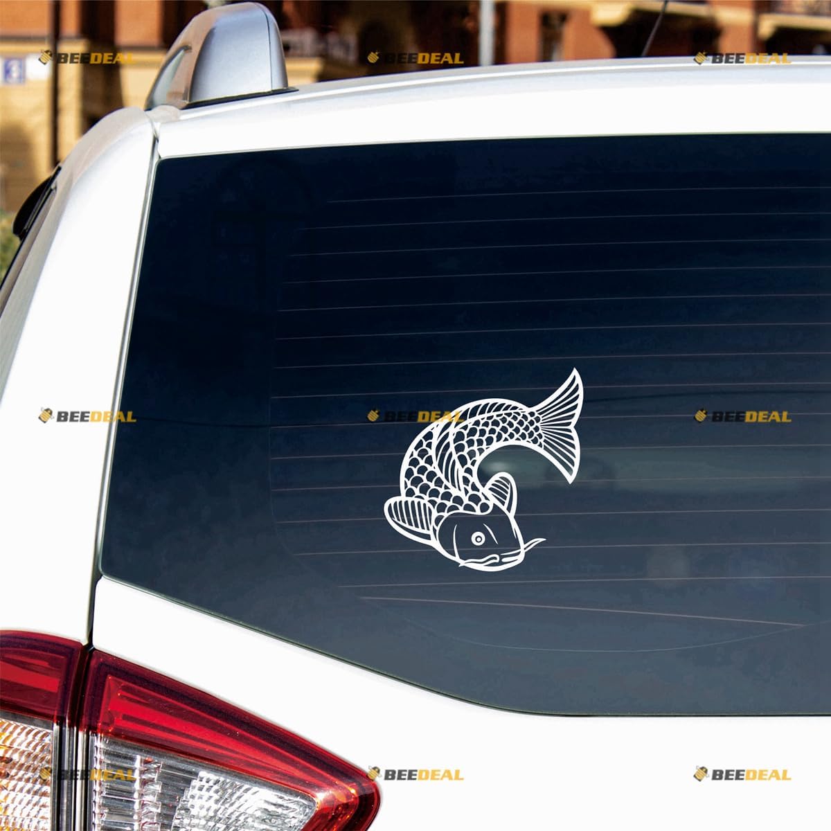 

Наклейка Винил Декаль Рыба Кои Японская Китайская - Белая 5 - для Автомобиля Лодки Ноутбука Кружки Вырезанная Без Фона