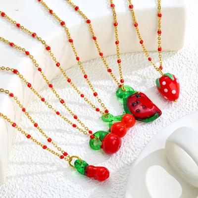 Color Dopamine Fruit Series Pendant Necklace Summer Niche Simple Versatile Do Not Fade