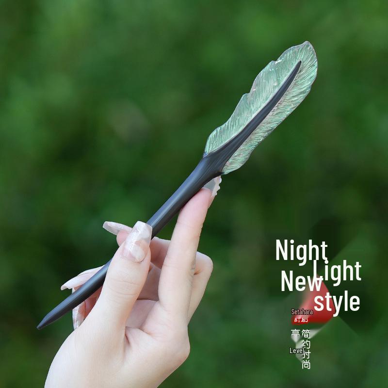 High-End Natural Ebony Wood Hairpin - Extended Chinese Ancient Style Black Hair Bun Accessory