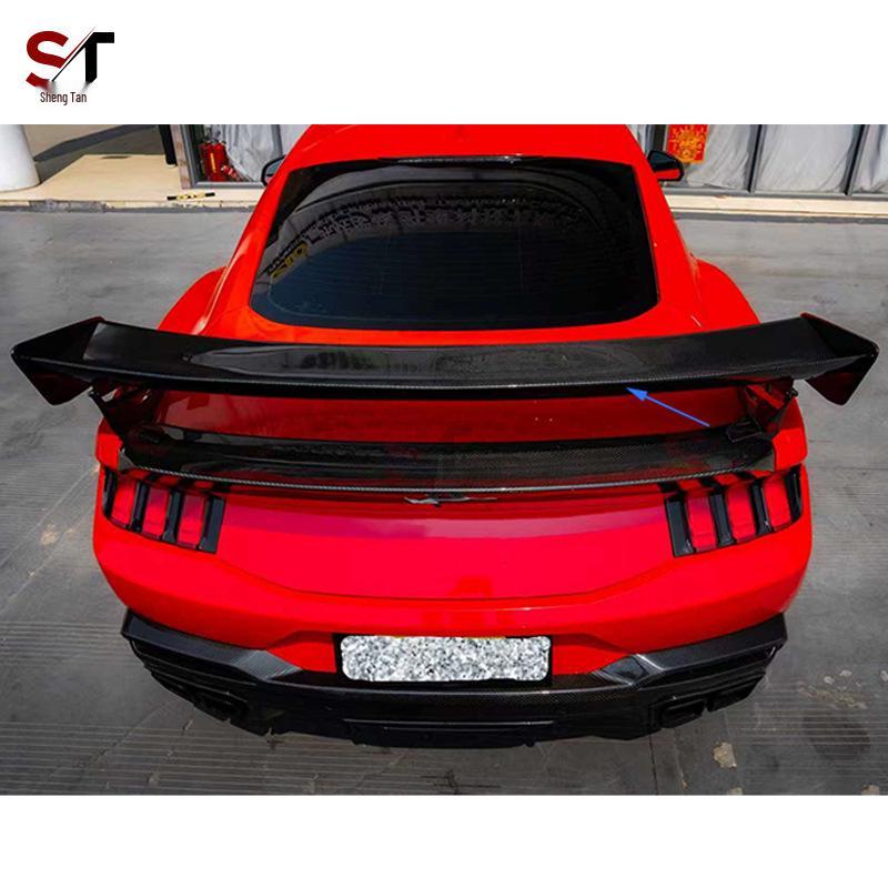 24+ Ford Mustang SC Style Carbon Fiber Rear Spoiler Stabilizer Diffuser