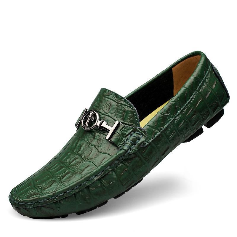 Mode Män Enfärgade Loafers Skor Plattklack Läder Singelskor Plus Size 36-50